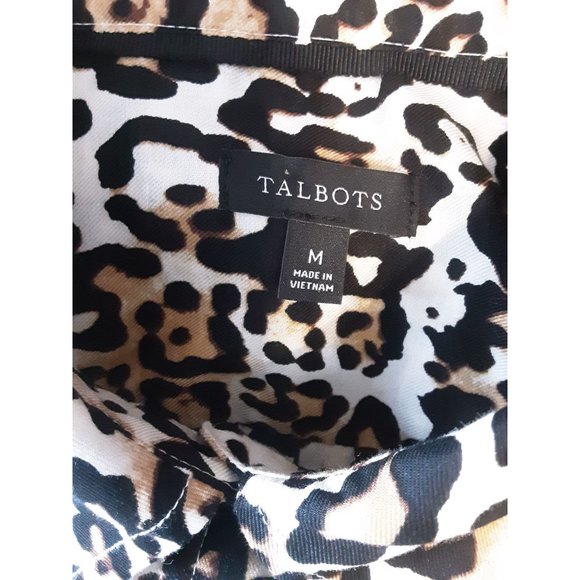 2/$35- Talbots Button Up Animal Print Blouse Women Size Medium - Picture 10 of 12